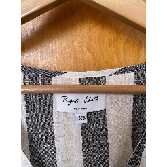 Rujuta Sheth Venus Jumper Organic Sustainable Linen Gray Stripes Romper Size XS - Picture 4 of 7